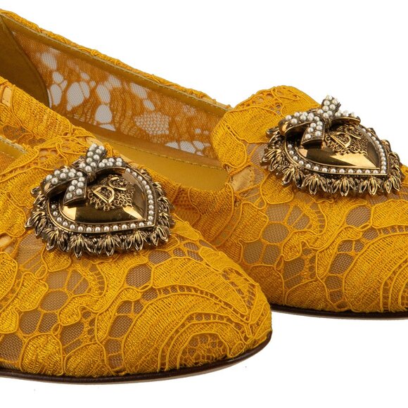 Dolce & Gabbana - Taormina Lace Heart Pearl Brooch Ballet Flats Loafer DEVOTION - Picture 5 of 5